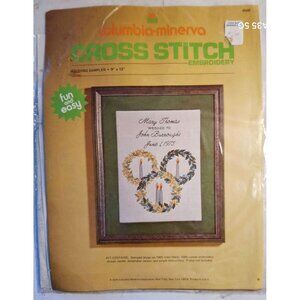 Columbia-Minerva Wedding Sampler Cross Stitch Kit 6566 9x12" Linen Fabric & Cott